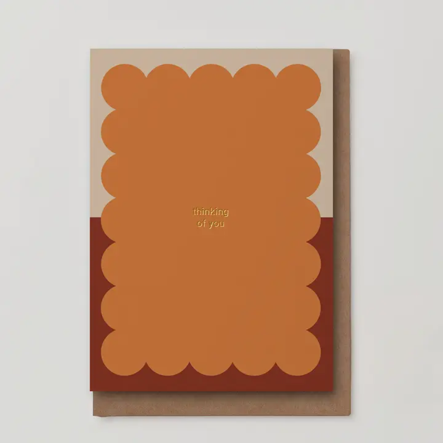 Thinking of You Greeting Card - Orange/Burgundy Scallop