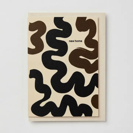 New Home Greeting Card - Black/Brown Squiggle