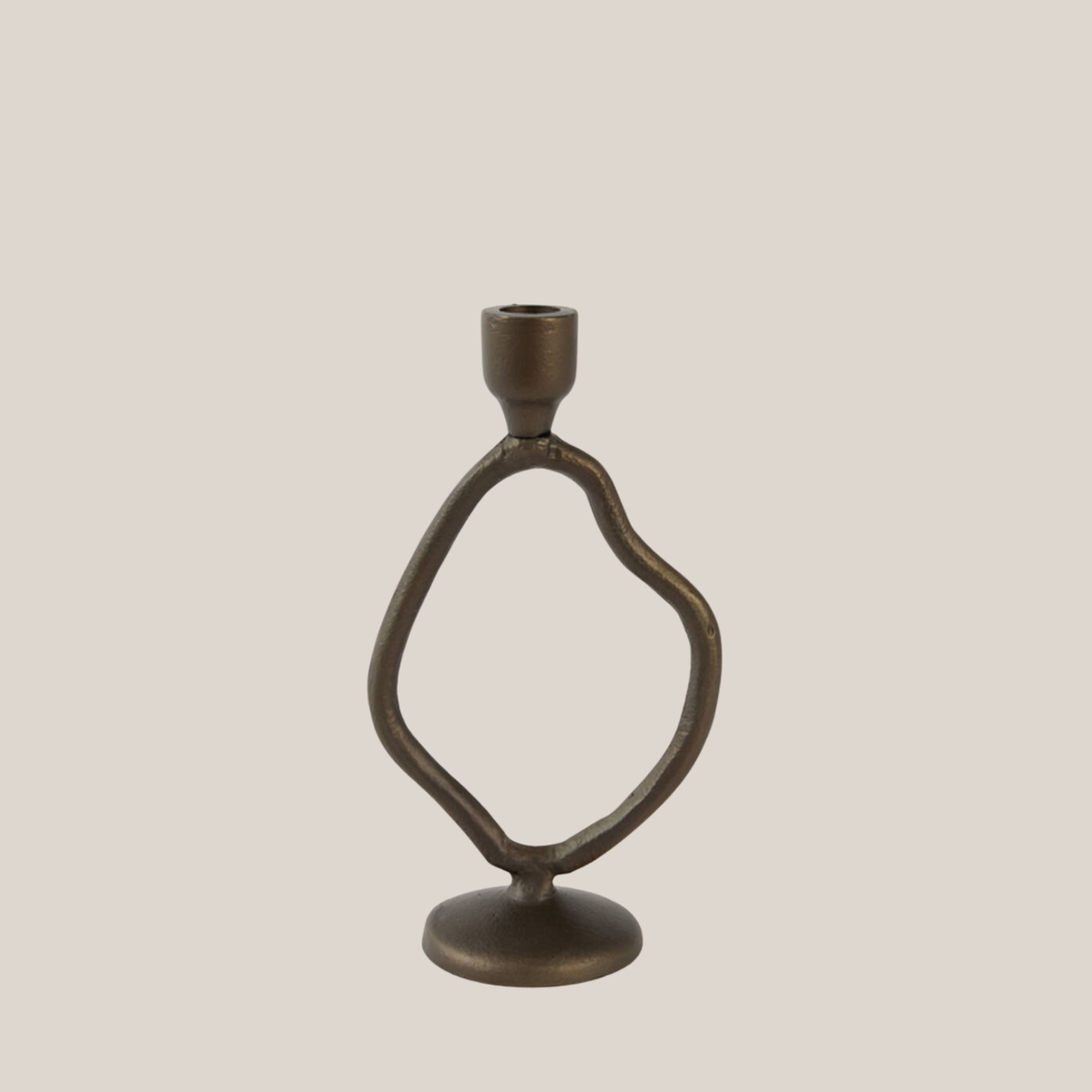Jezra Large Candle Stick, Matt Brown-Bronze