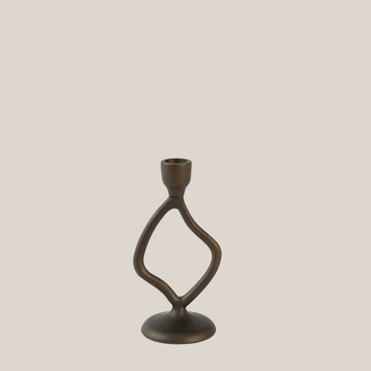 Jezra Small Candle Stick, Matt Brown-Bronze