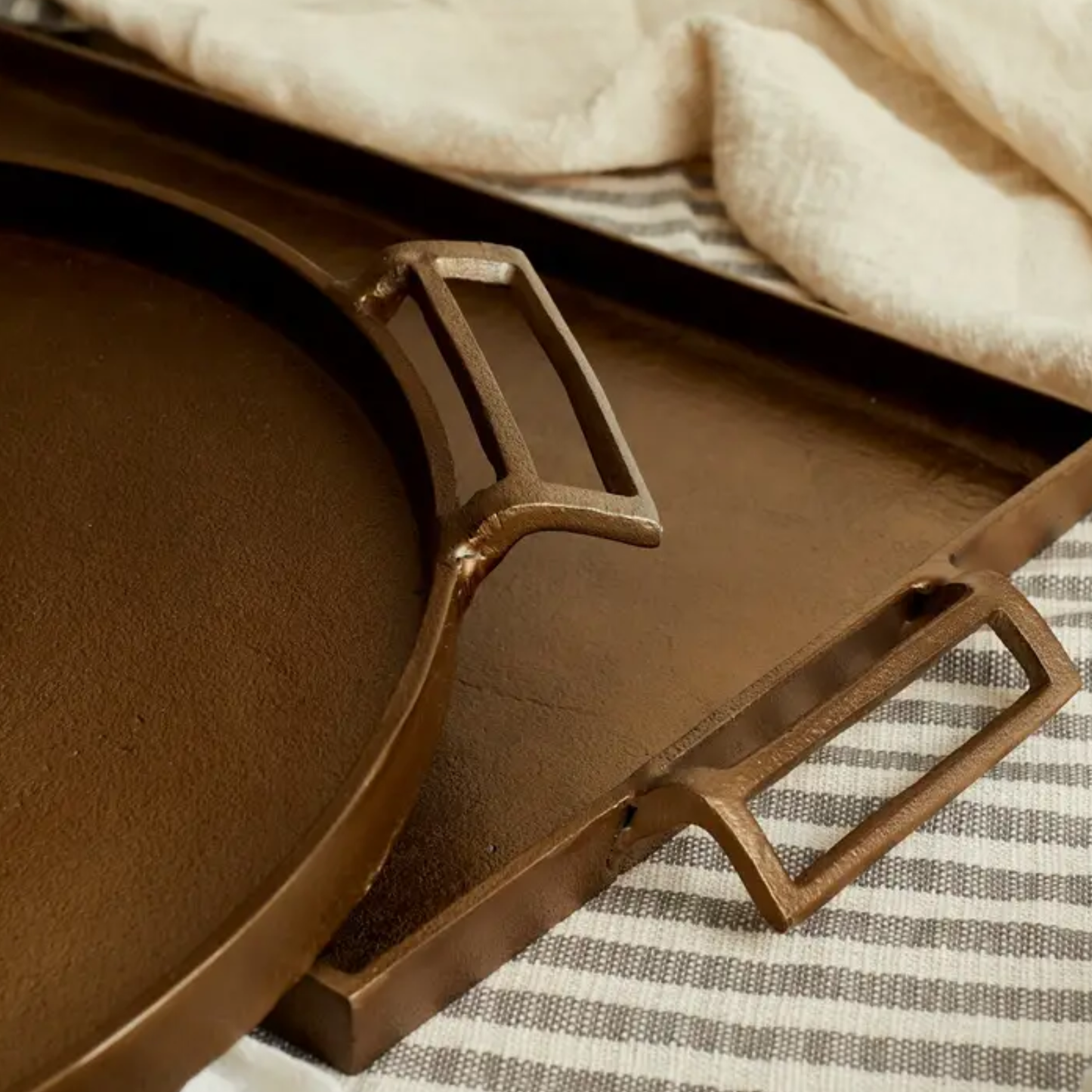 Lousine Rustic Bronze Finish Rectangular Serving Tray