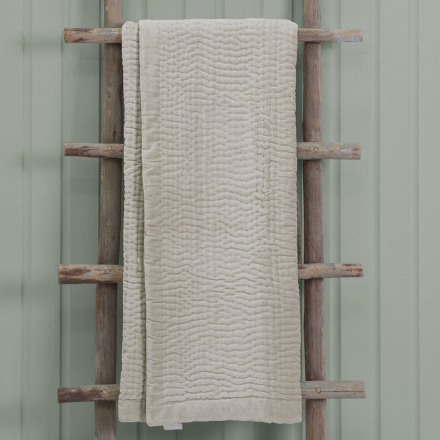 Haze Velvet Quilted Throw in Quartz
