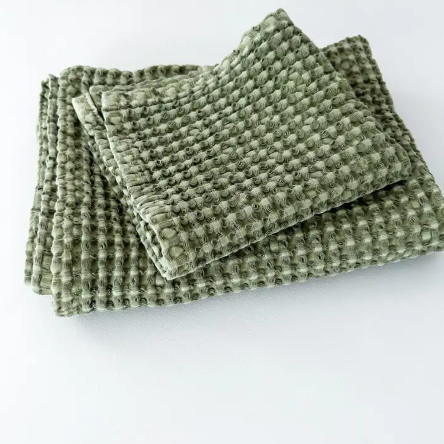 Rustic Waffle Face Cloth in Light Olive