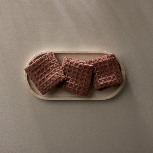 Geometry Dusty Rose Waffle Wash Cloths, 3pk