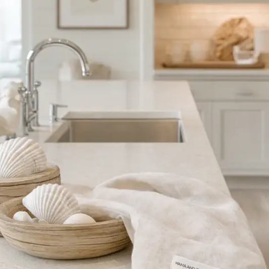 Linen Tea Towel in Stone