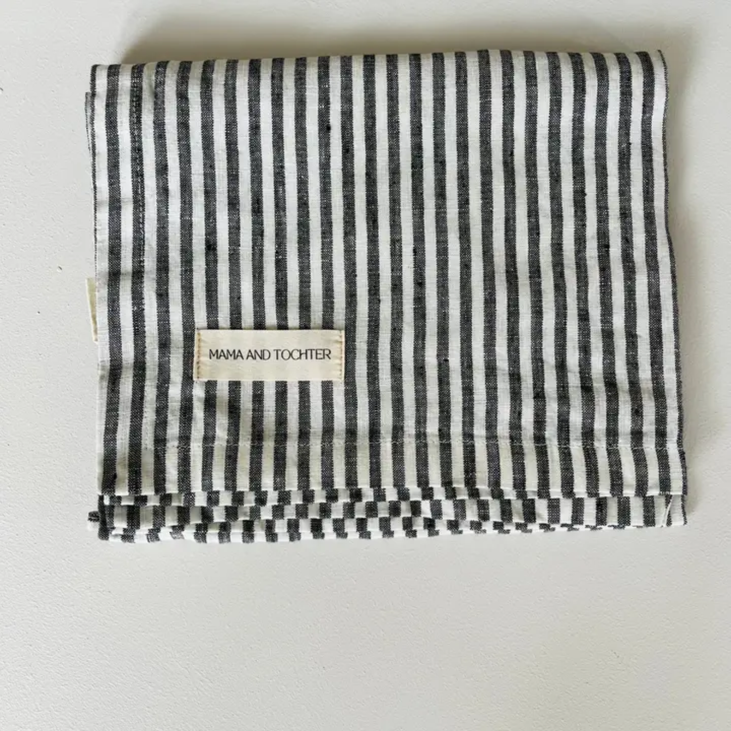 Linen Tea Towel in Charcoal Narrow Stripes