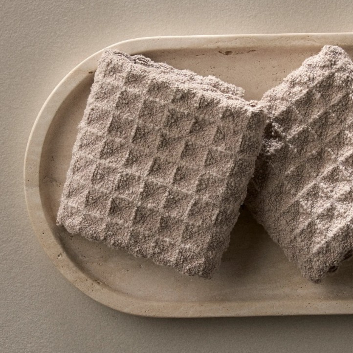 Geometry Taupe Waffle Wash Cloths, 3pk