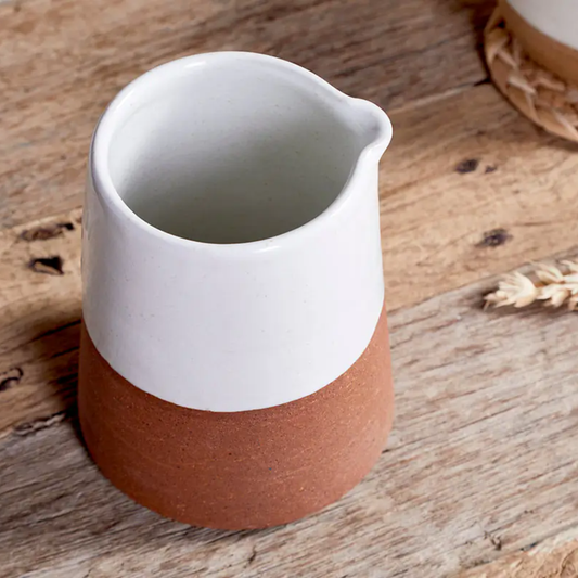 Mali Slanting Jug - White & Terracotta