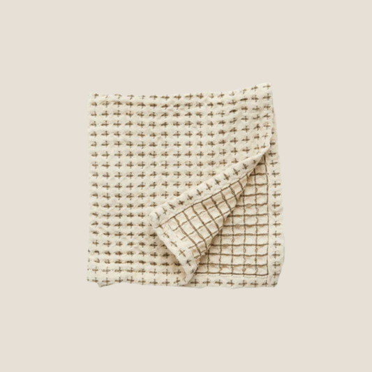 Heze Waffle Dish Cloth in Natural/Green, 3Pk