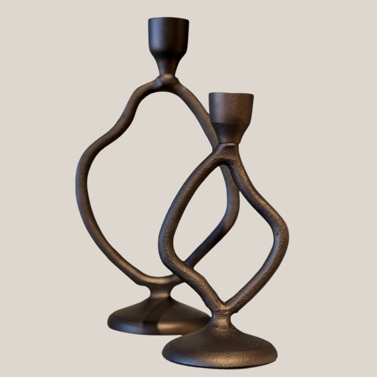 Jezra Large Candle Stick, Matt Brown-Bronze
