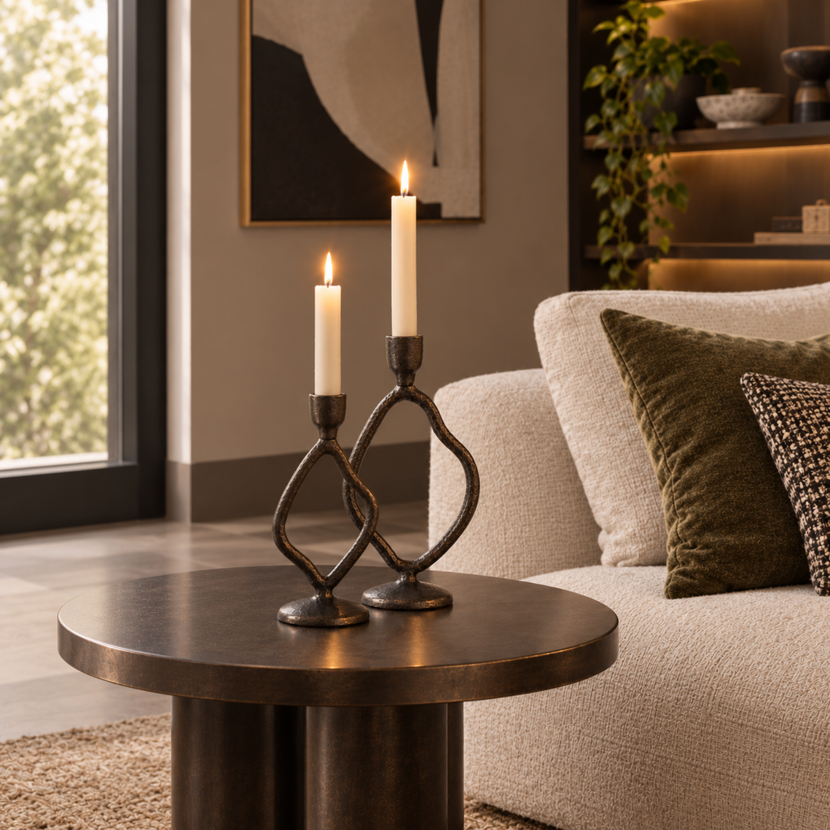Jezra Small Candle Stick, Matt Brown-Bronze