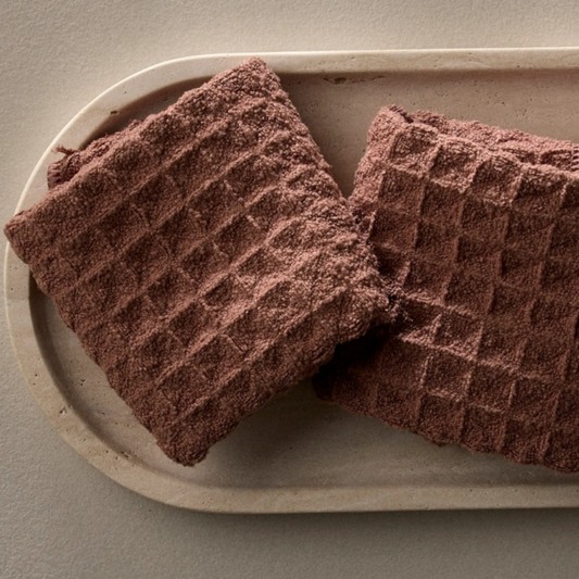 Geometry Dusty Rose Waffle Wash Cloths, 3pk