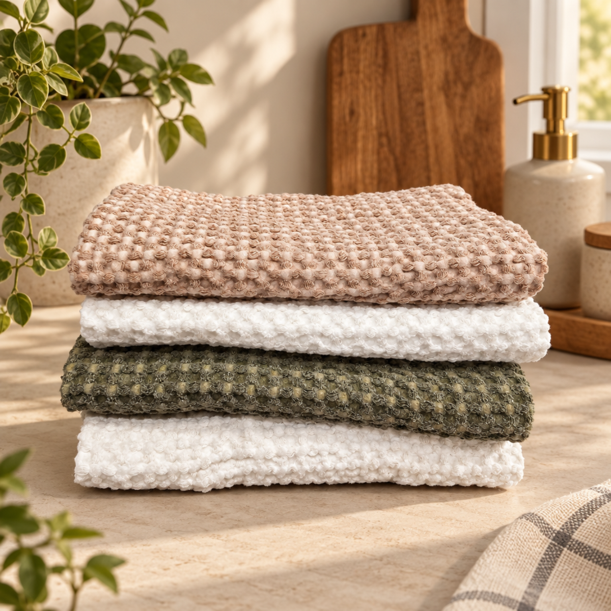 Blush Classic Waffle Towel Set