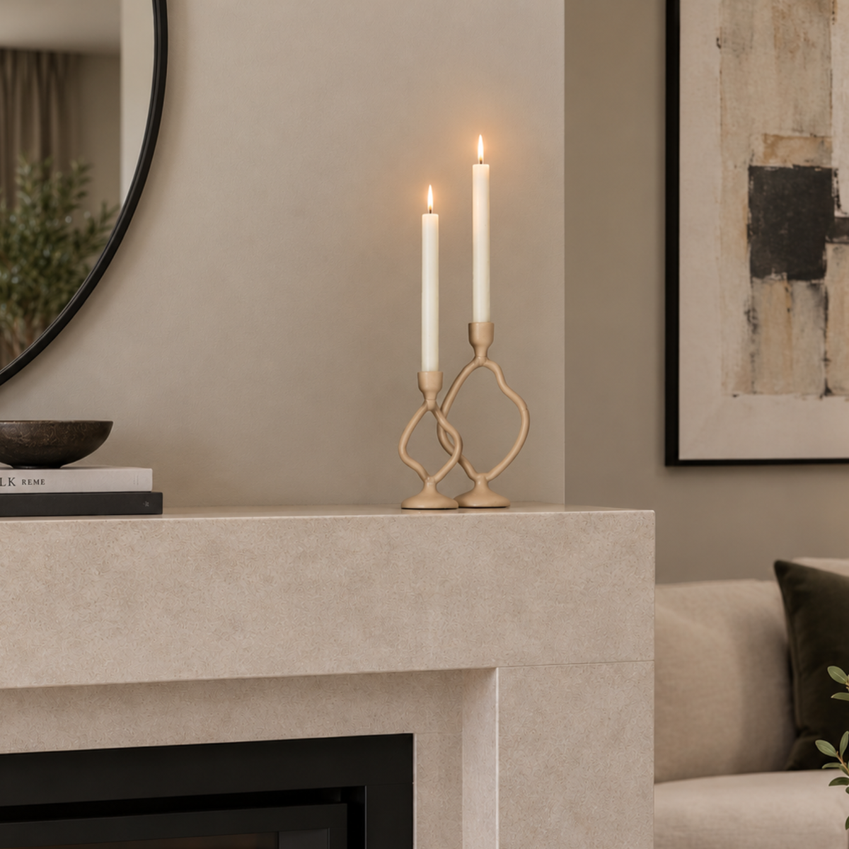 Jezra Large Candle Stick, Sand