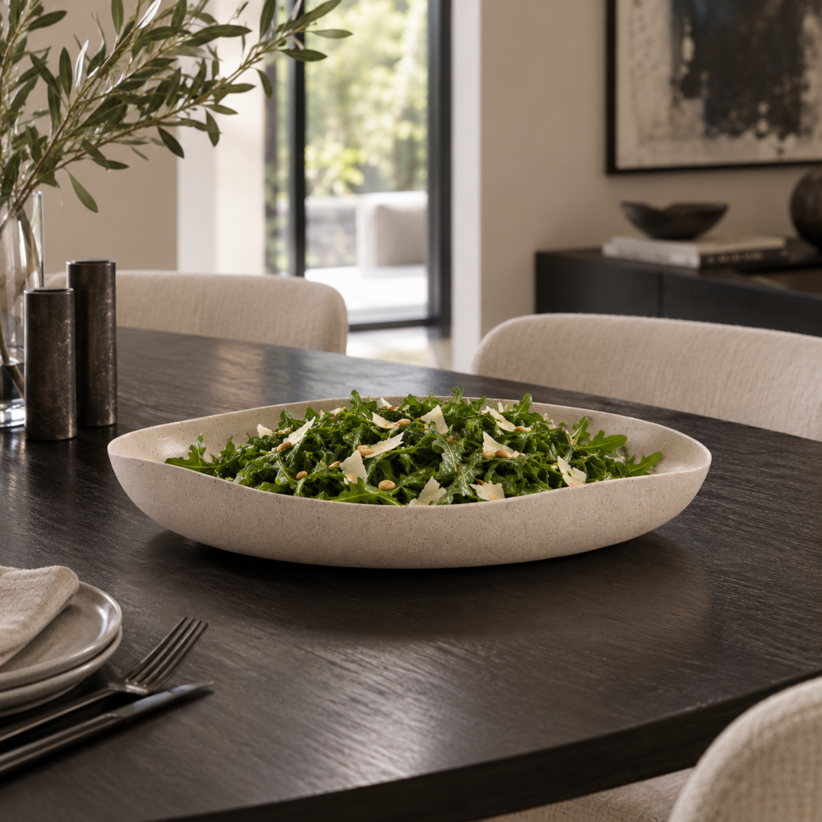 Anzio Large Metal Platter - Sand/Light Brown Speckle