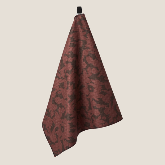 Geometry Wild Wood Maroon Tea Towel