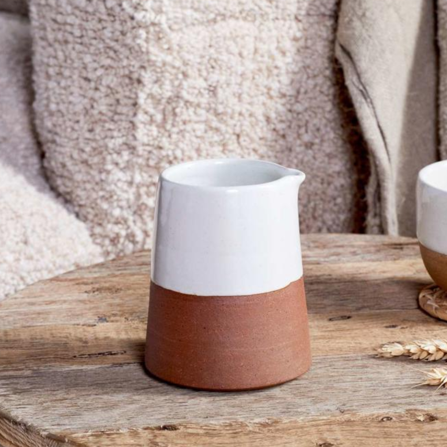 Mali Slanting Jug - White & Terracotta