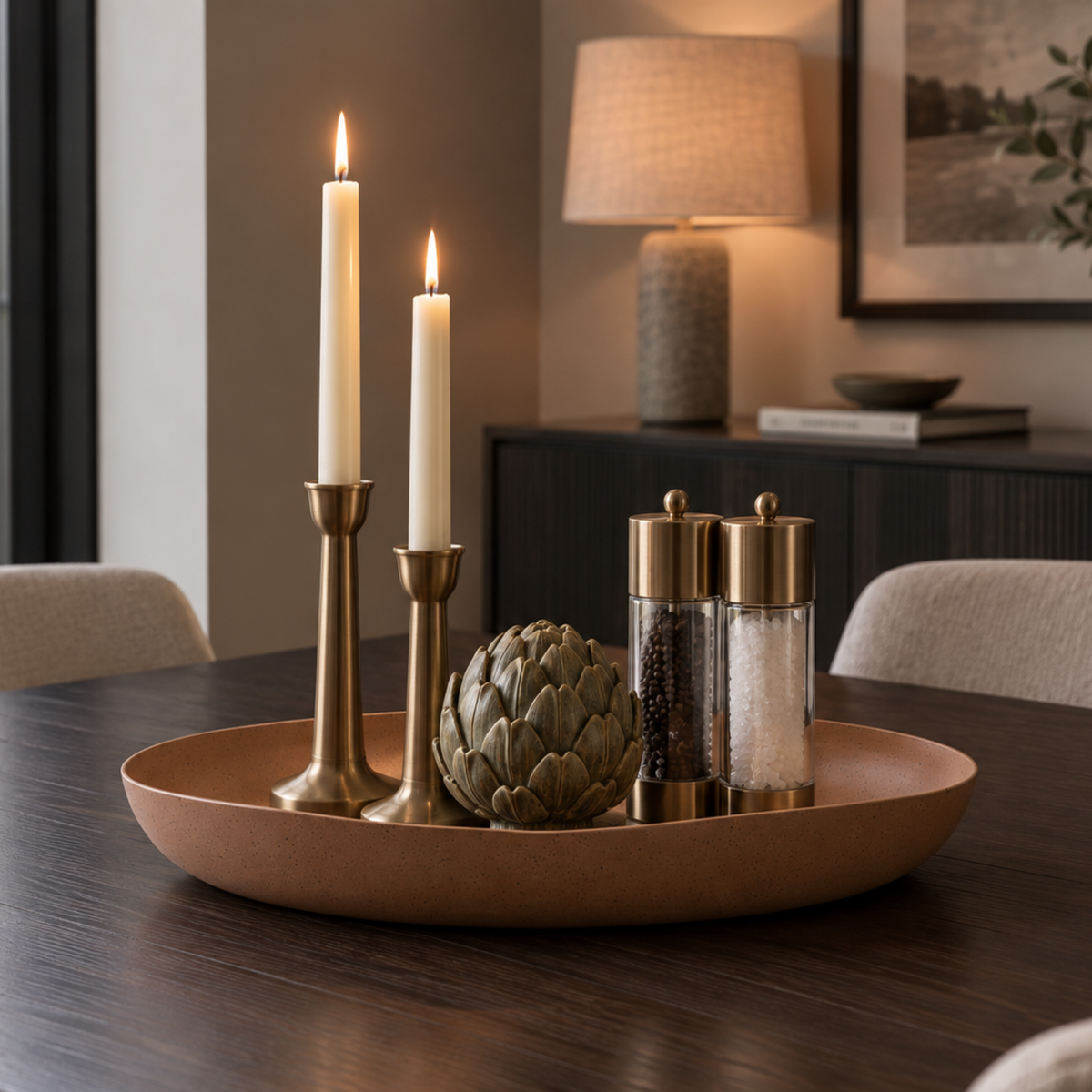 Anzio Medium Metal Platter - Terra Brown