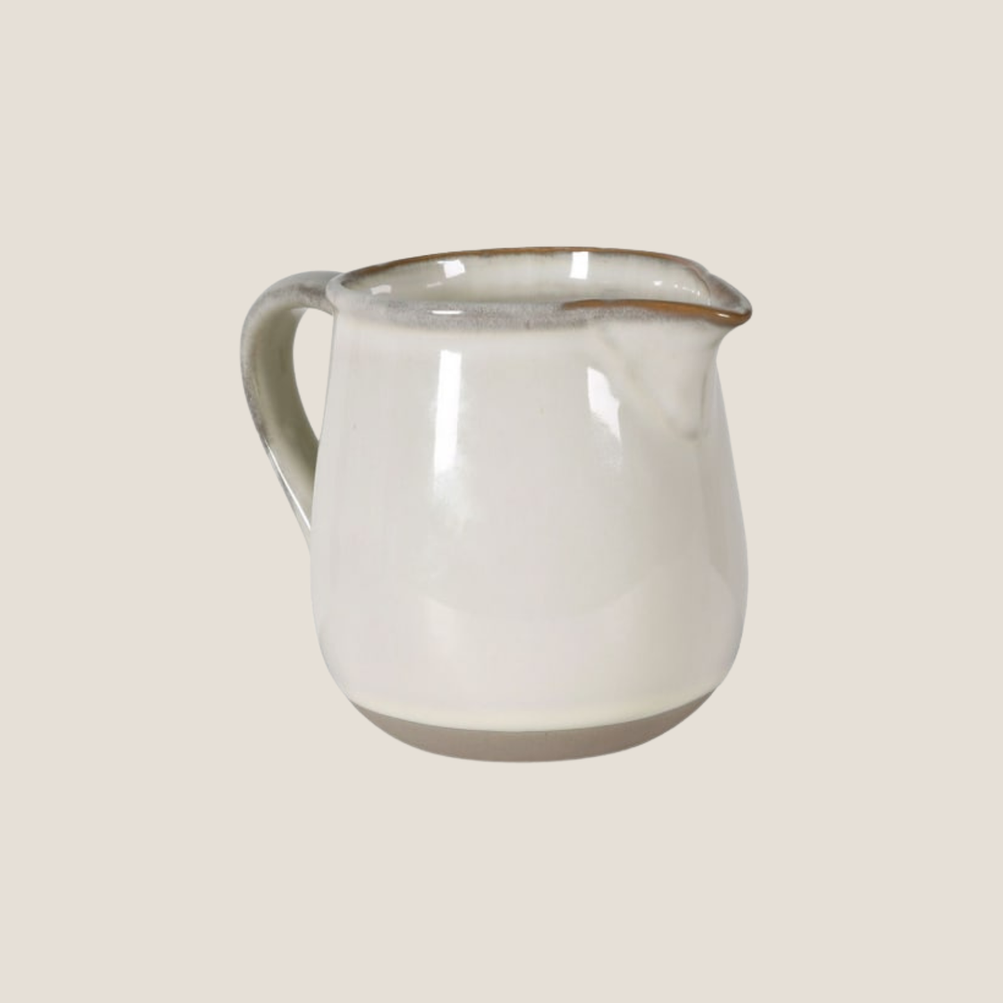 Cream and Beige Ceramic Milk Jug