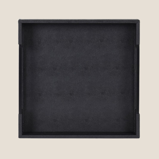All Black Faux Shagreen Tray, Large