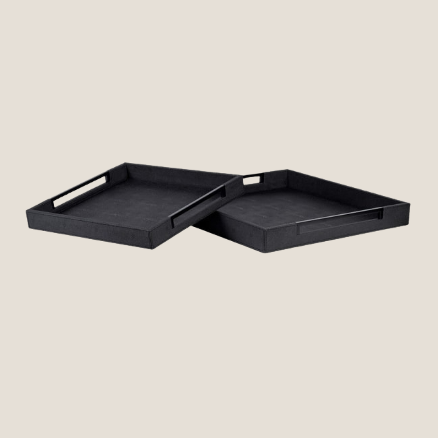 All Black Faux Shagreen Tray, Large