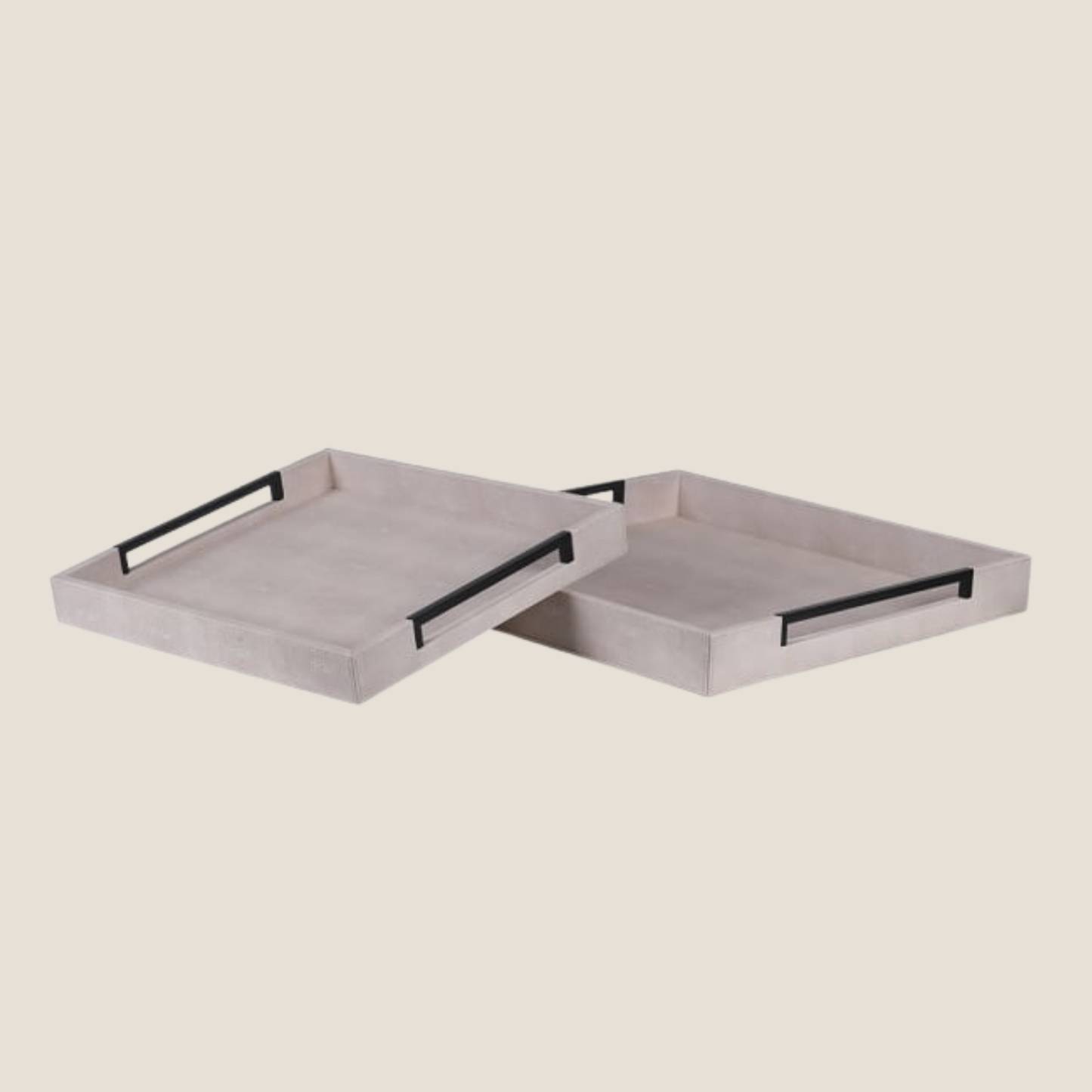 Ivory and Black Faux Shagreen Tray, Large