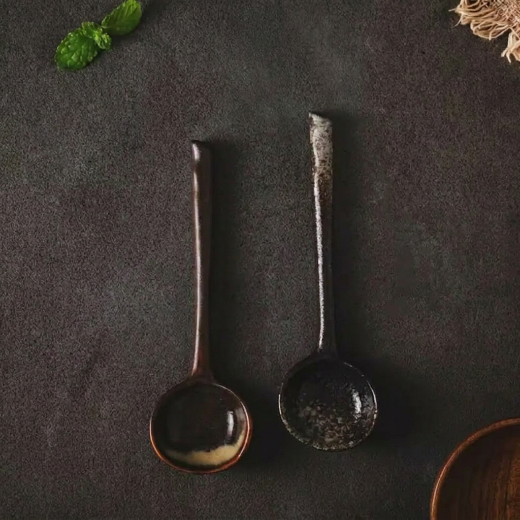 Ceramic 16cm Soup/Dip Spoon - Black